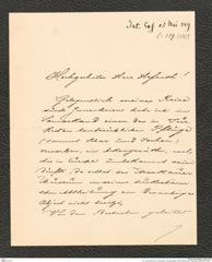 k.k. naturhistorisches Hofmuseum, Intendanzakten 1885-1896 (Hauer), Aktenzahl Z.329/1889, Seite 1